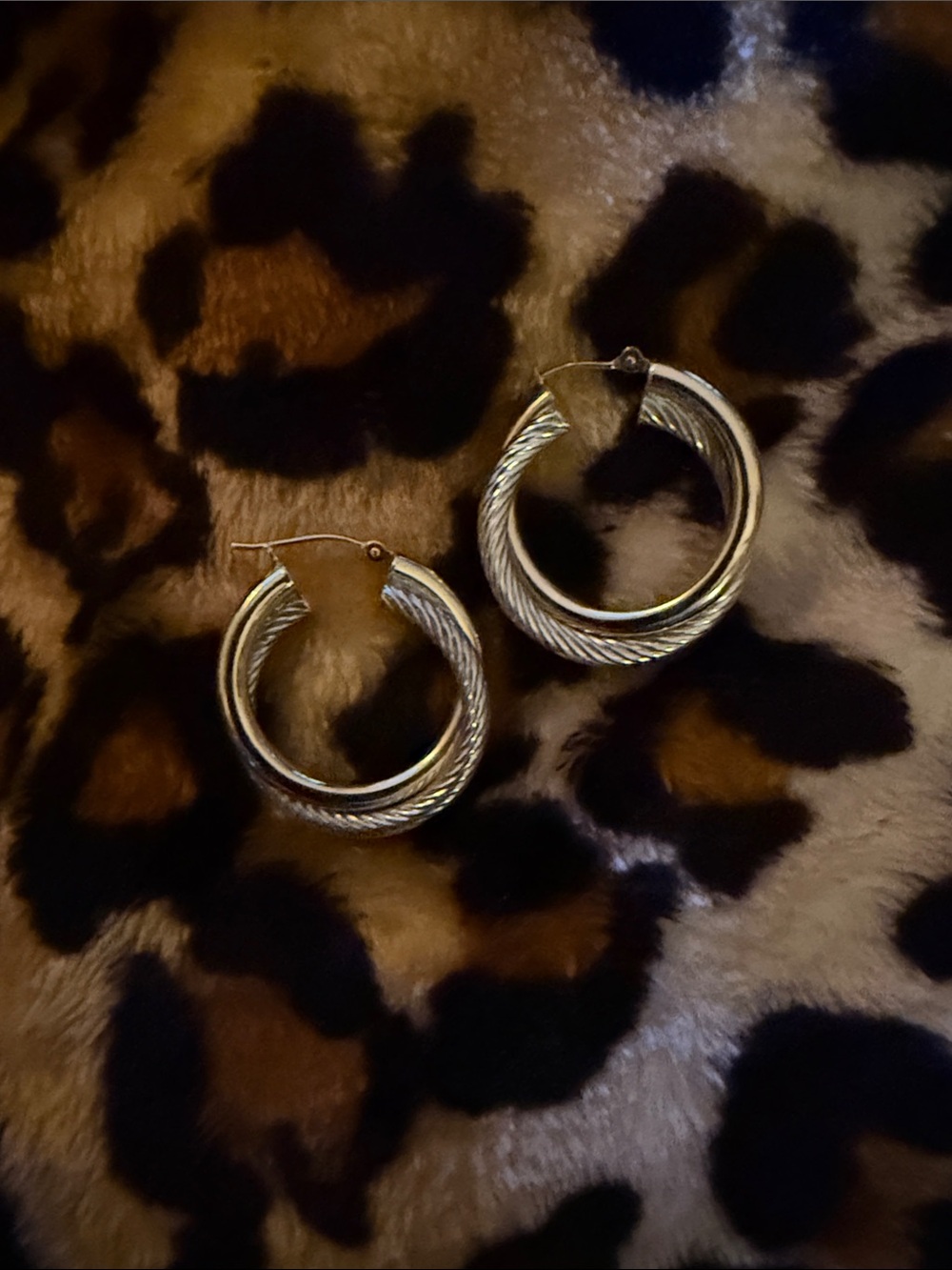 Classic Twisted Hoop Earrings  14 kt white and yellow Gold